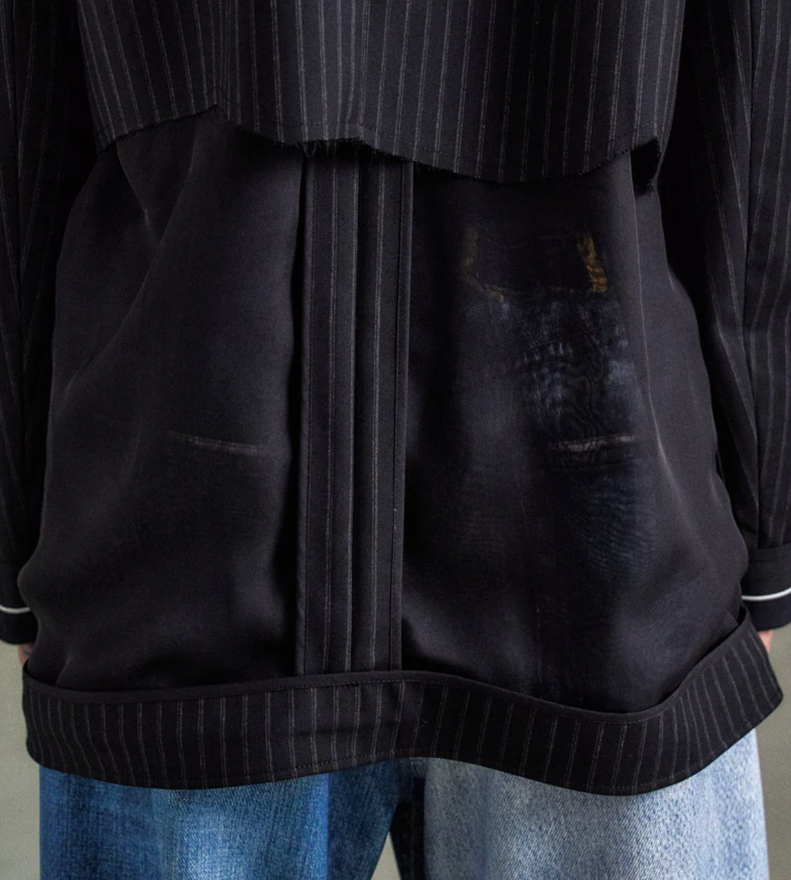 ANDERSSON BELL - Inside-out stripe Sheer Jacket Blk