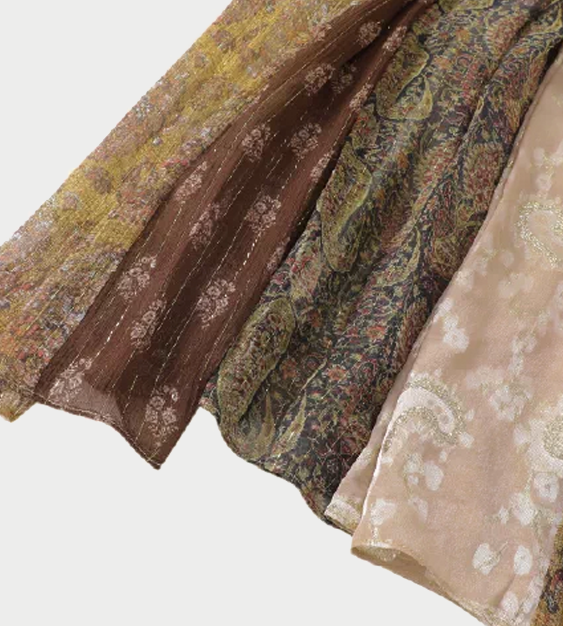 Paisley Pleated Patchwork Skirt Print