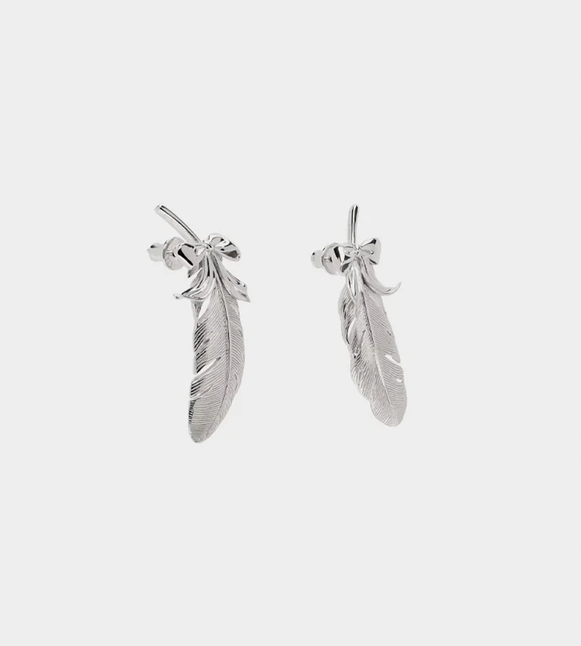 Bowknot Sharp Feather Earrings (Pair)