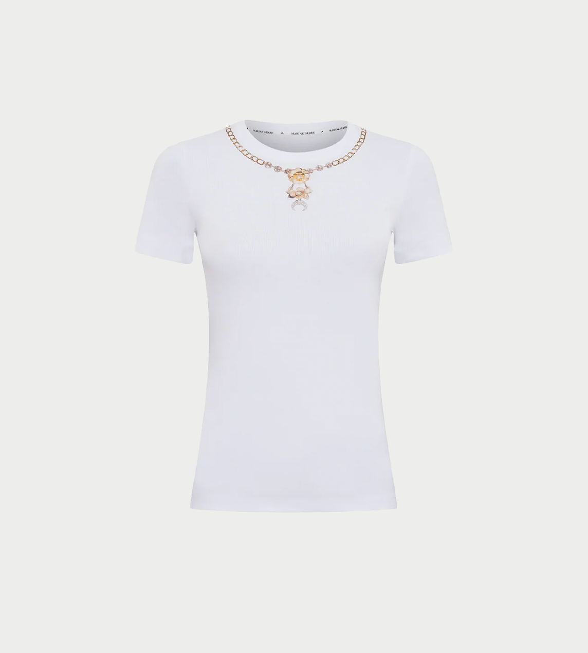 MARINE SERRE - Trompe L’Oeil Jewelry Baby Tee White