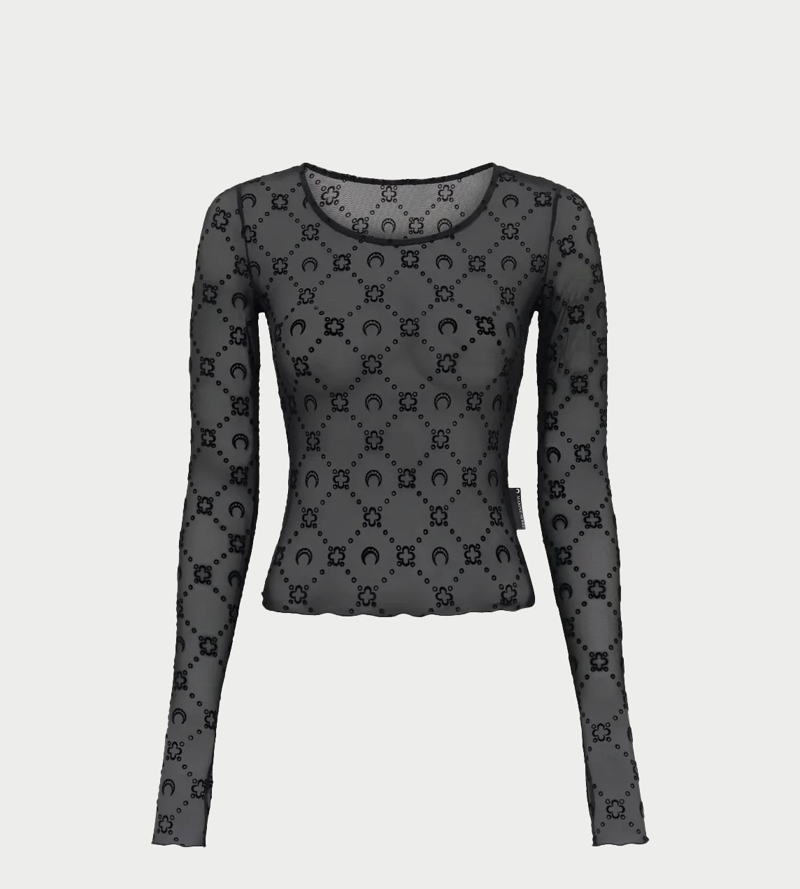 MARINE SERRE - Moongram Mesh Flock LS Top Blk