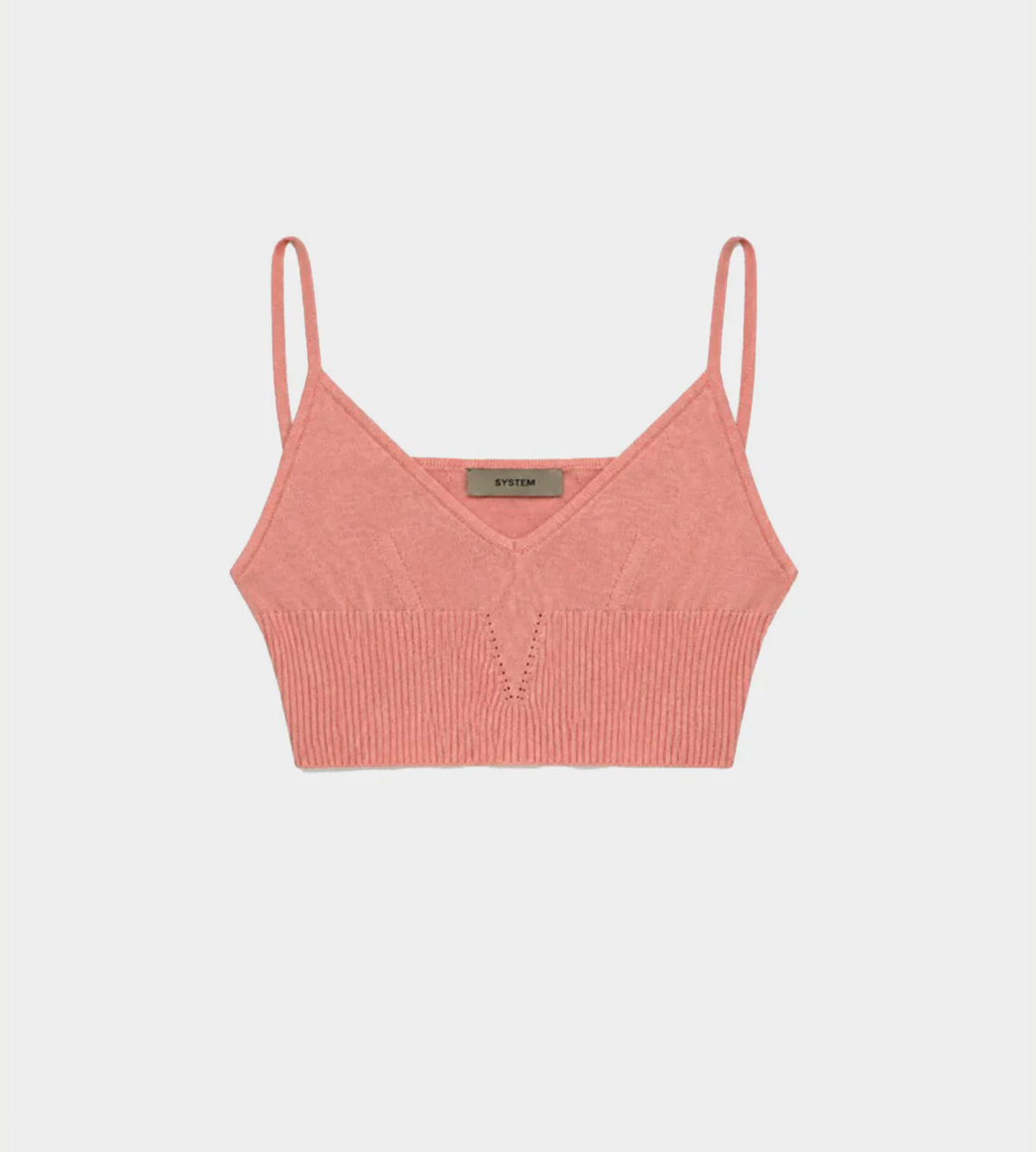 System - Cropped Pointelle Tank Coral