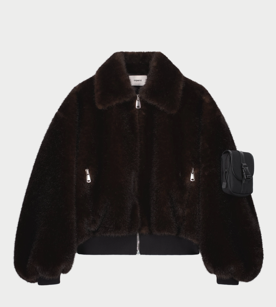 Faux Fur Bomber Jacket Brown