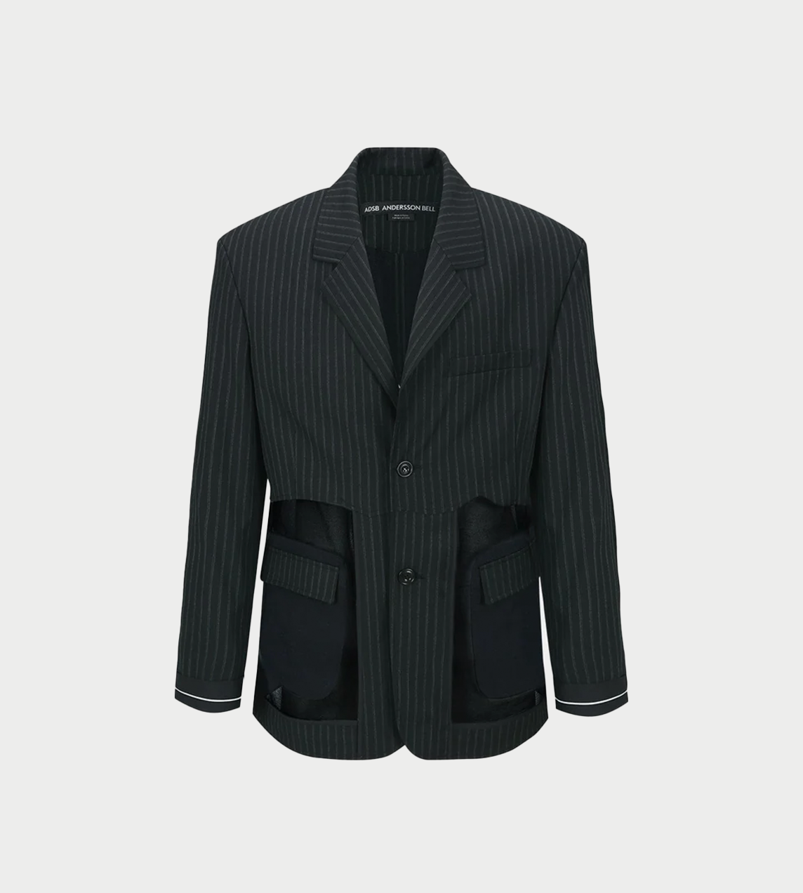 ANDERSSON BELL - Inside-out stripe Sheer Jacket Blk