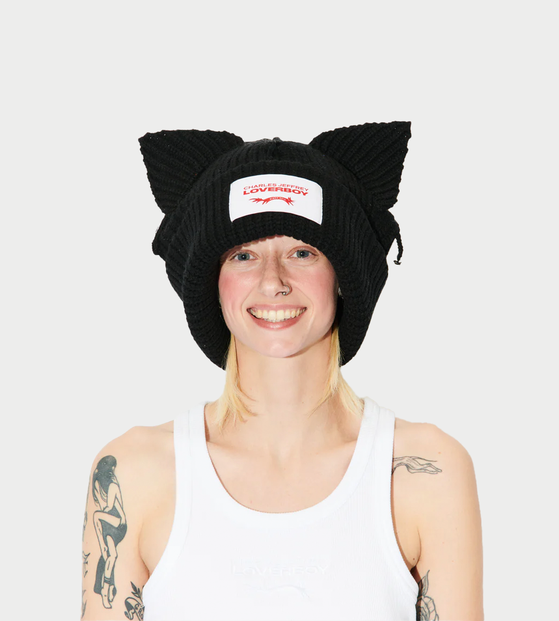 Charles Jeffrey LOVERBOY - Supersized Chunky Punk Ears Beanie Blk