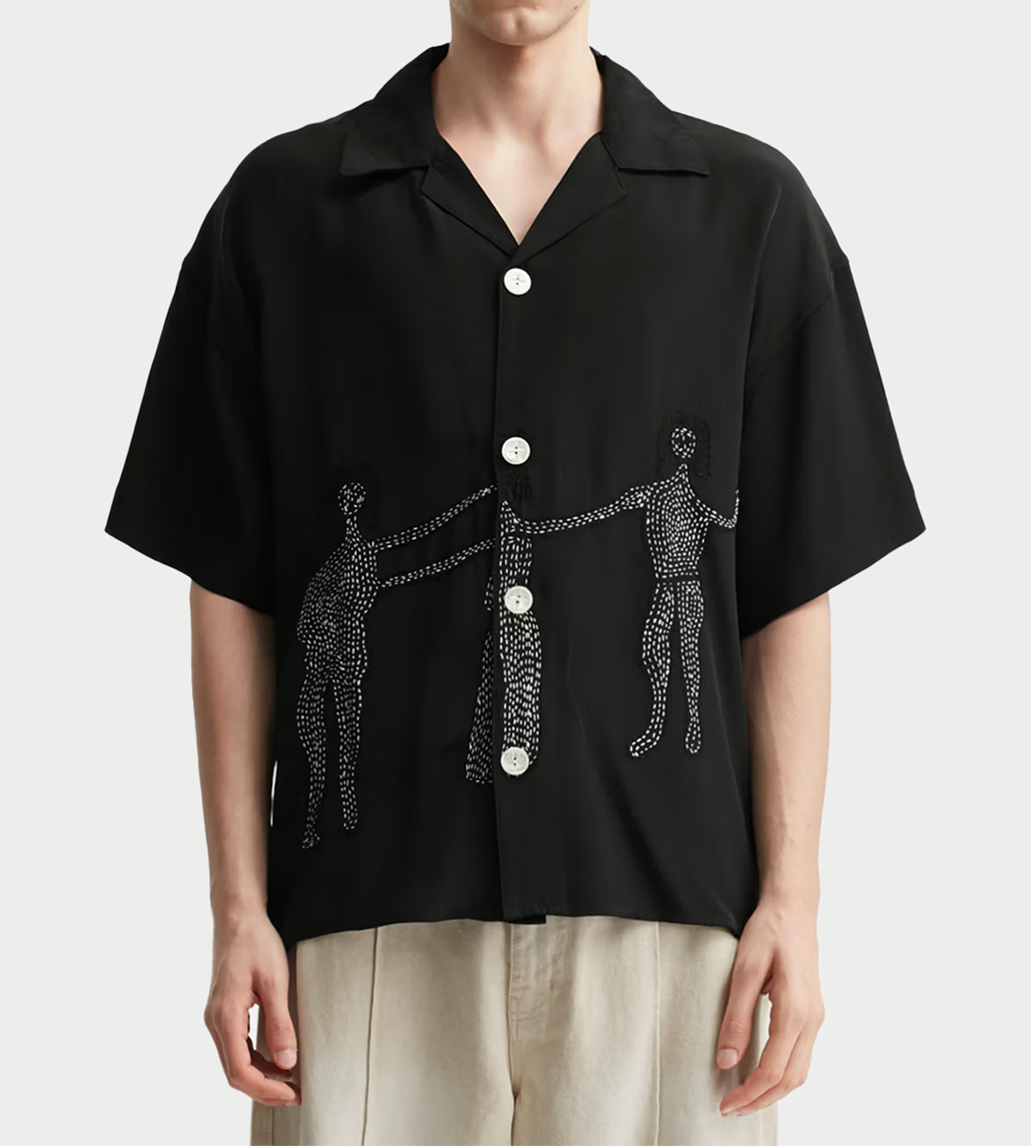 GLASS CYPRESS - Dancing Woman Silk Shirt Blk