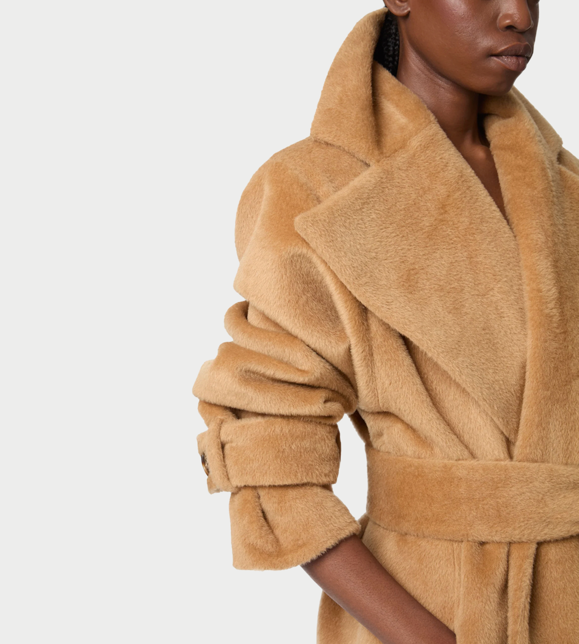 NINA RICCI - Long Wool Robe Coat Dk Tobacco