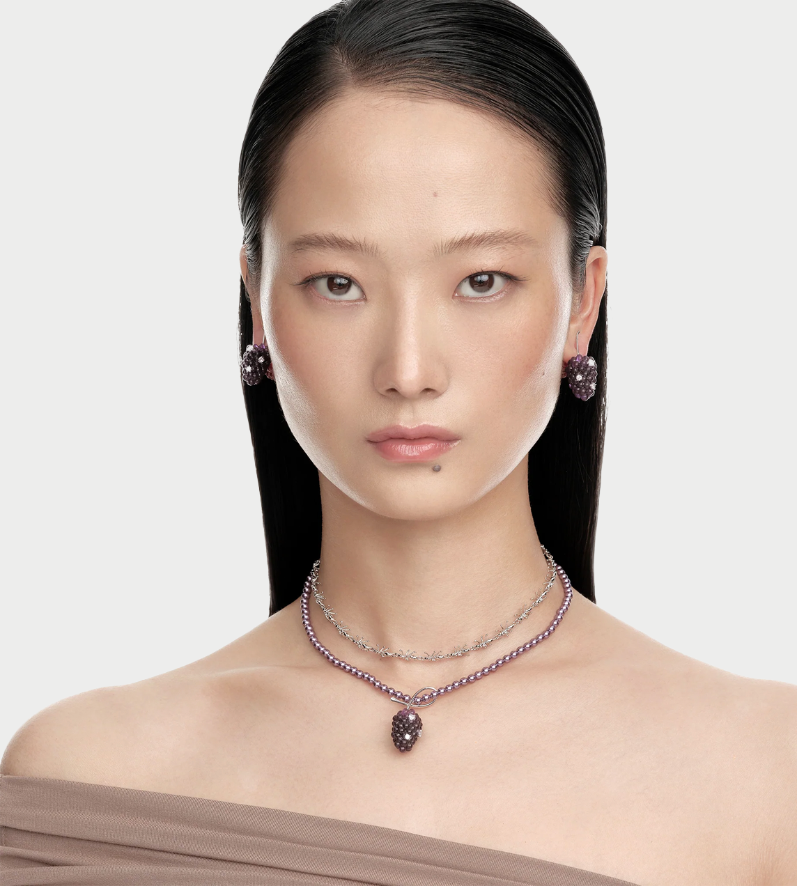 Yvmin - Berry Pendant Earring Purple
