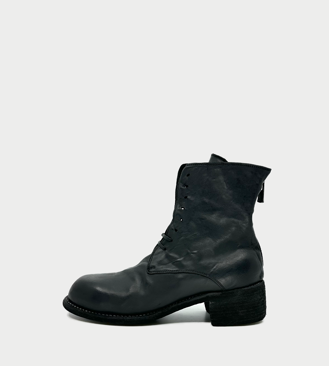 GUIDI - NB07 Lace-up Back Zip Boot Blk