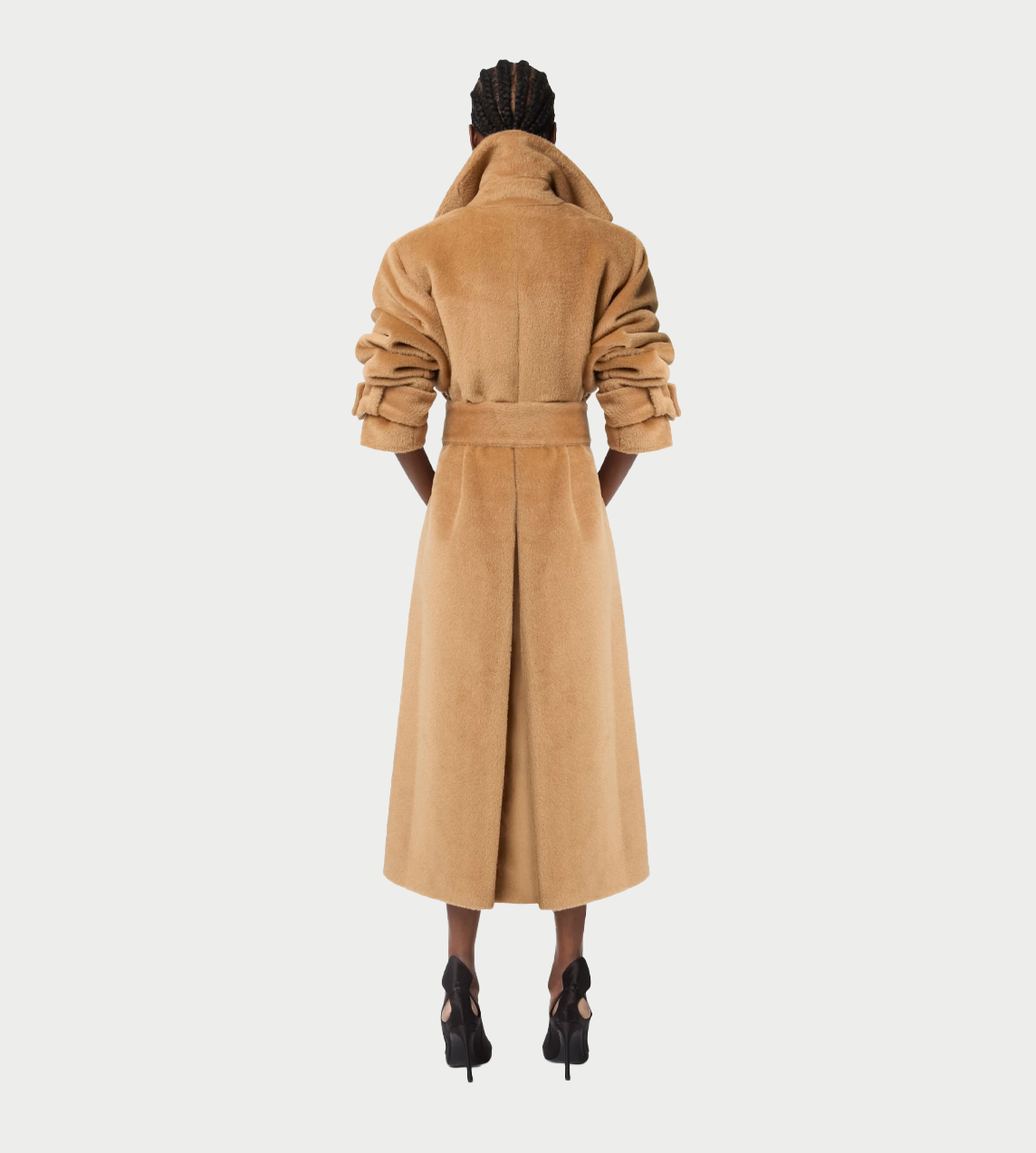 NINA RICCI - Long Wool Robe Coat Dk Tobacco