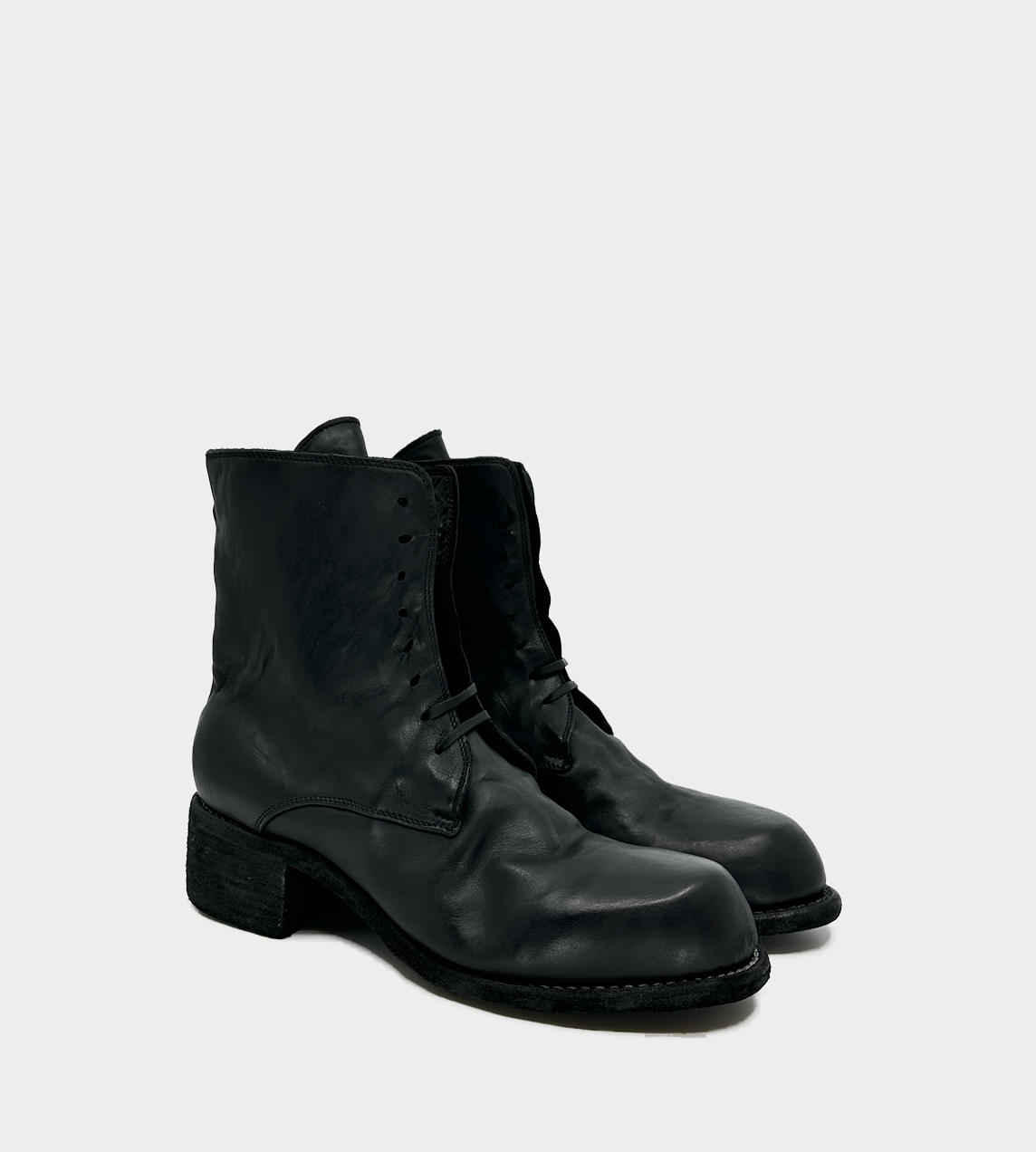 GUIDI - NB07 Lace-up Back Zip Boot Blk