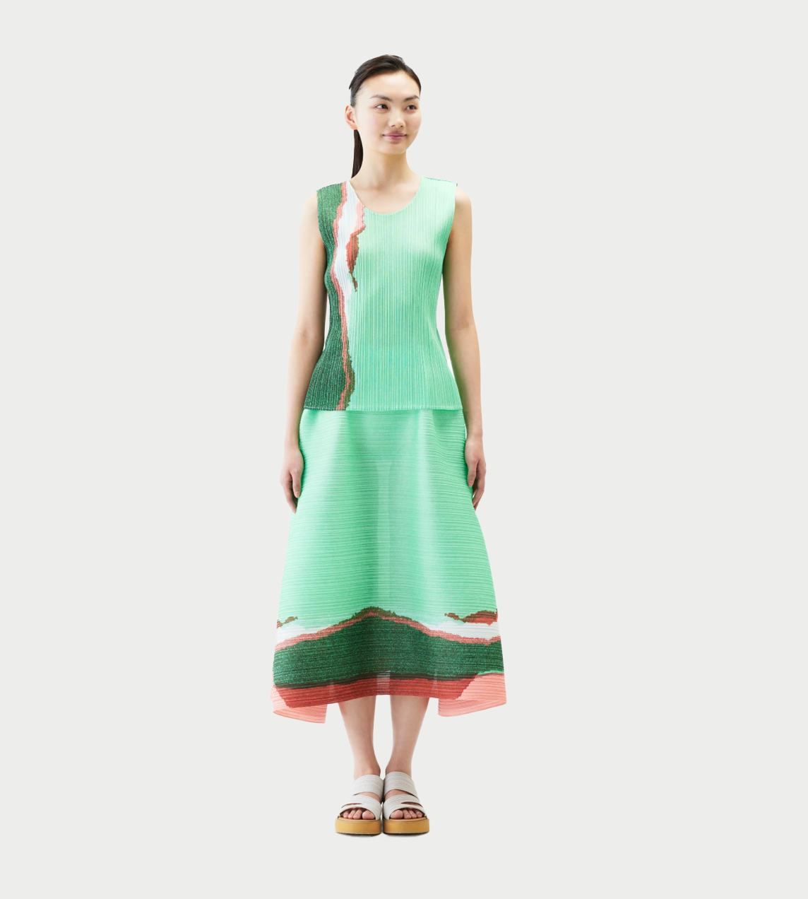 PLEATS PLEASE ISSEY MIYAKE - Grainy Colors Skirt Mint Green
