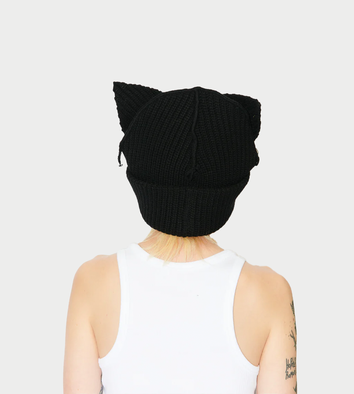 Supersized Chunky Punk Ears Beanie Blk