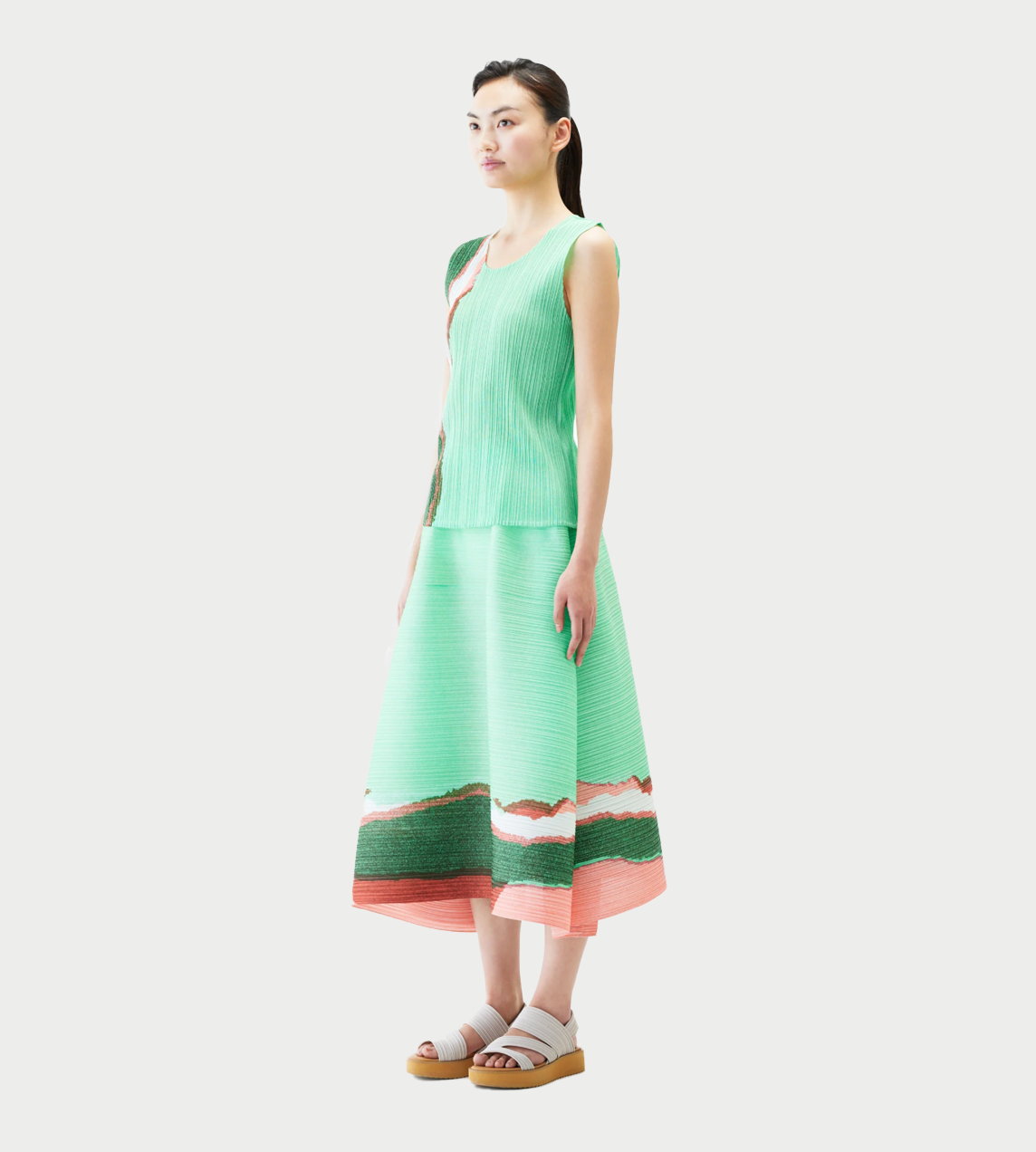 PLEATS PLEASE ISSEY MIYAKE - Grainy Colors Skirt Mint Green