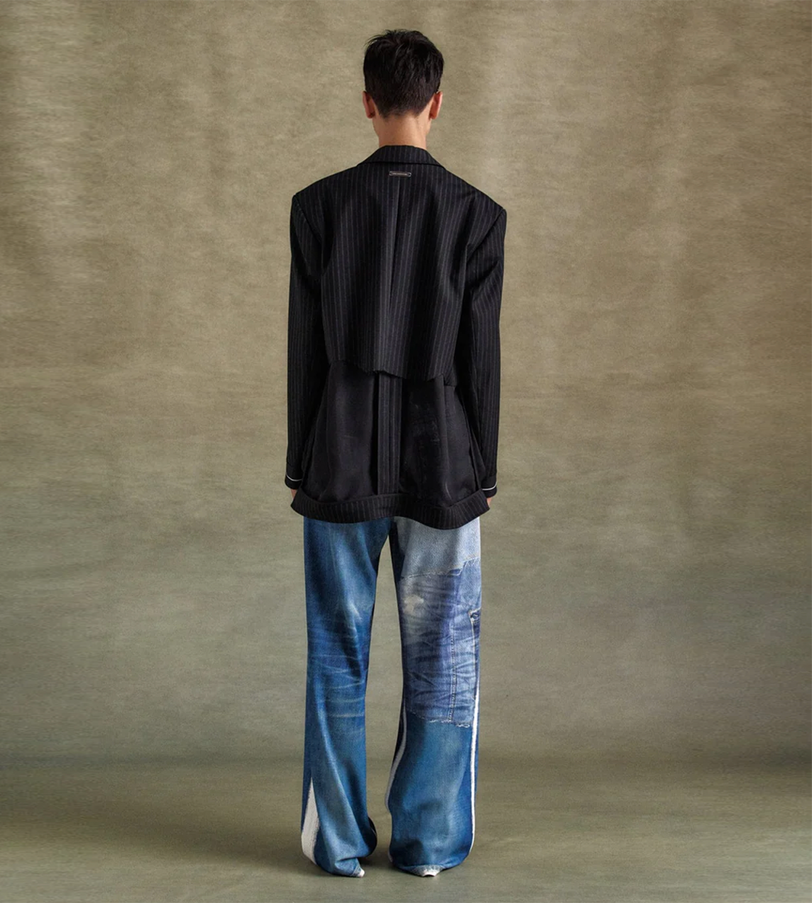 ANDERSSON BELL - Inside-out stripe Sheer Jacket Blk