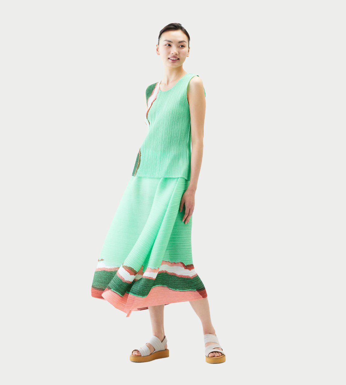 PLEATS PLEASE ISSEY MIYAKE - Grainy Colors Skirt Mint Green