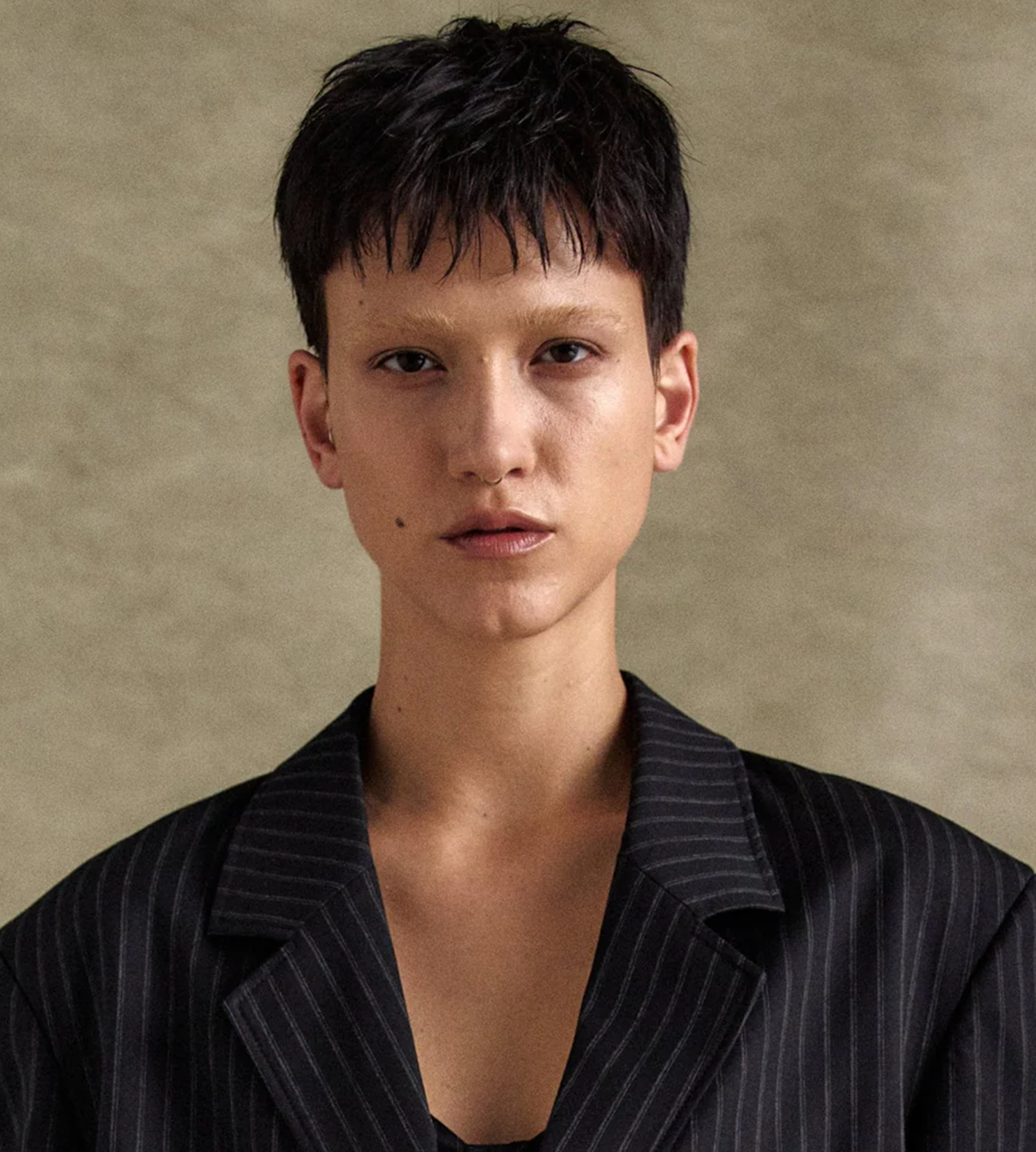 ANDERSSON BELL - Inside-out stripe Sheer Jacket Blk