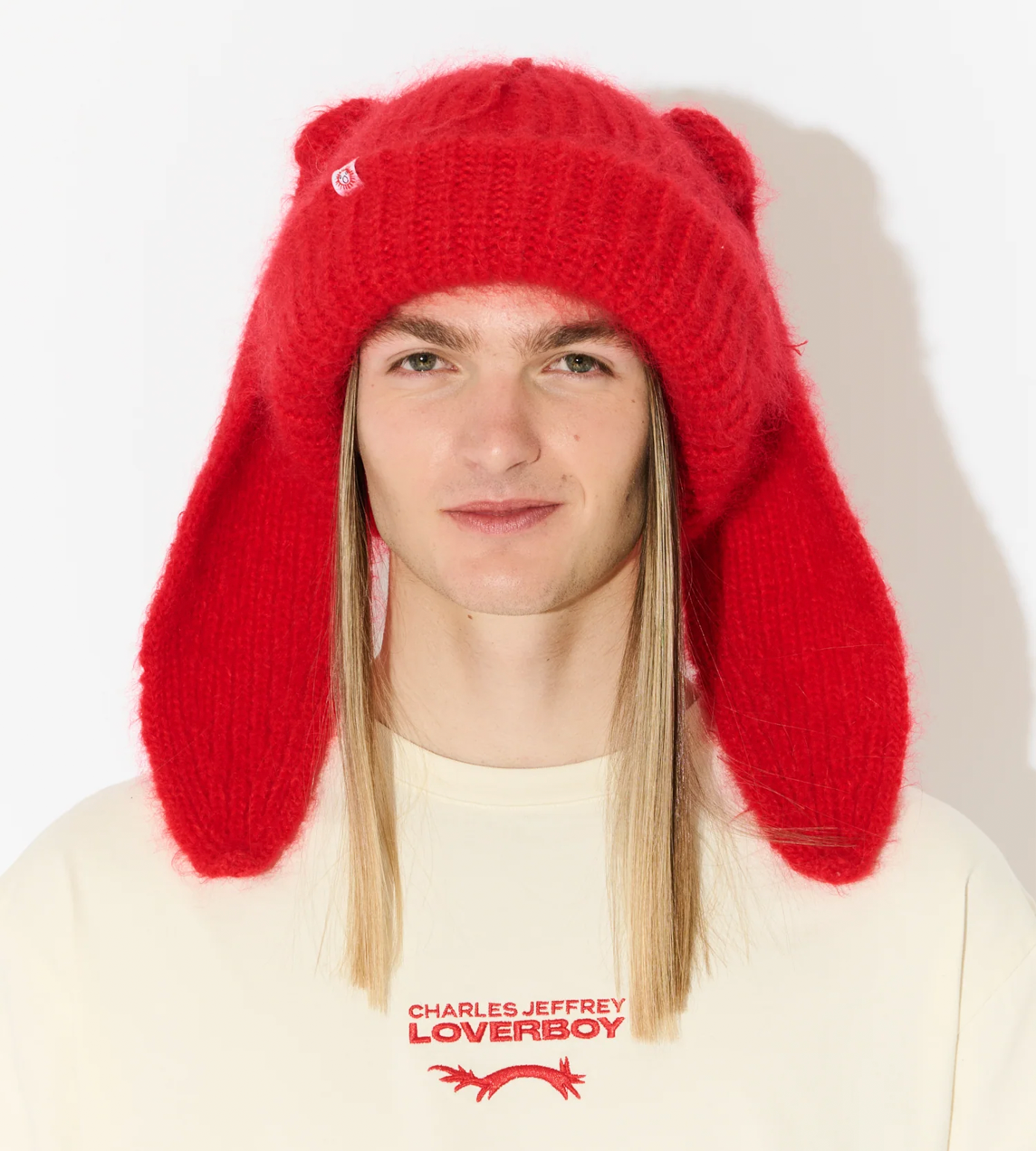 CHARLES JEFFERY LOVERBOY - Mohair Chunky Rabbit Beanie Red