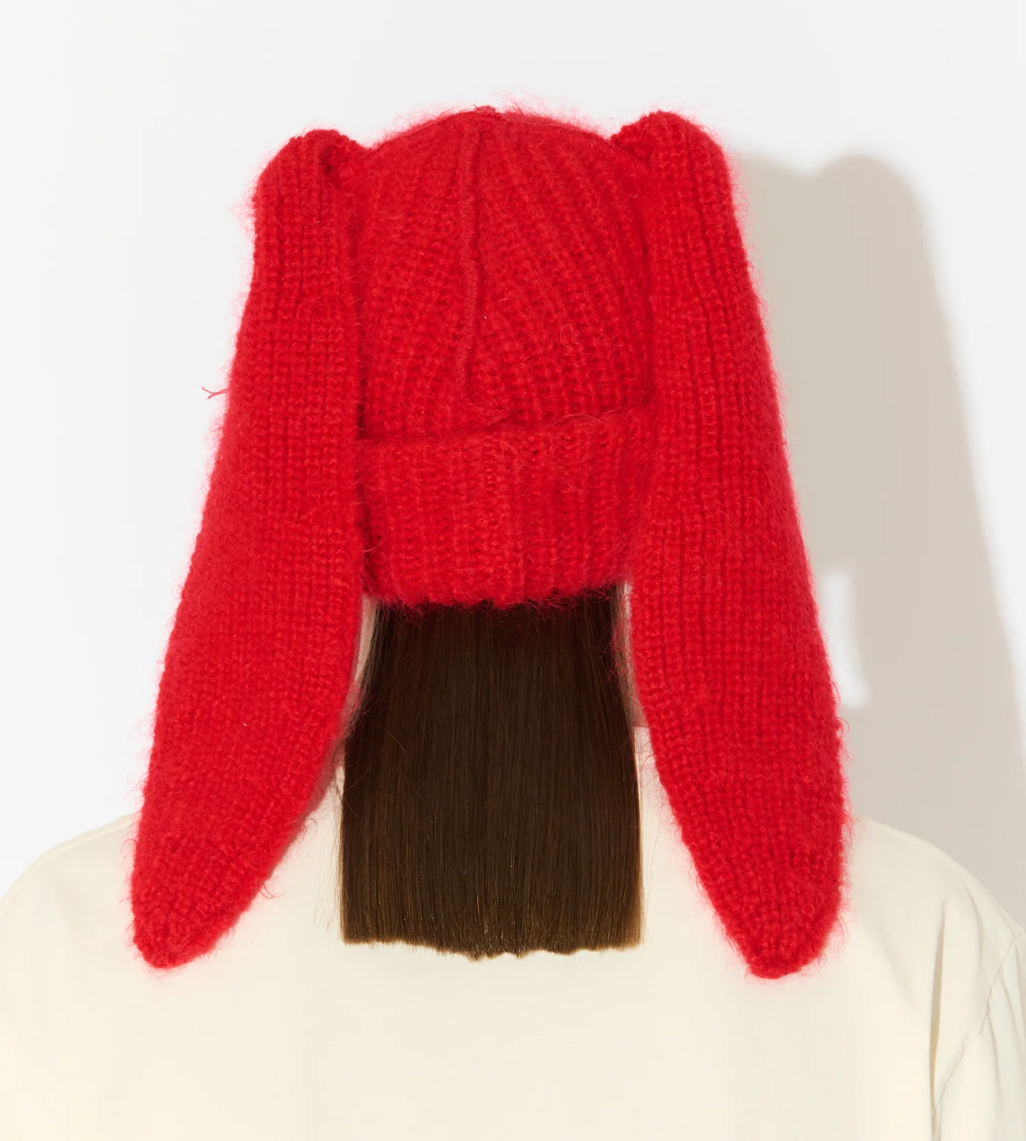 Mohair Chunky Rabbit Beanie Red