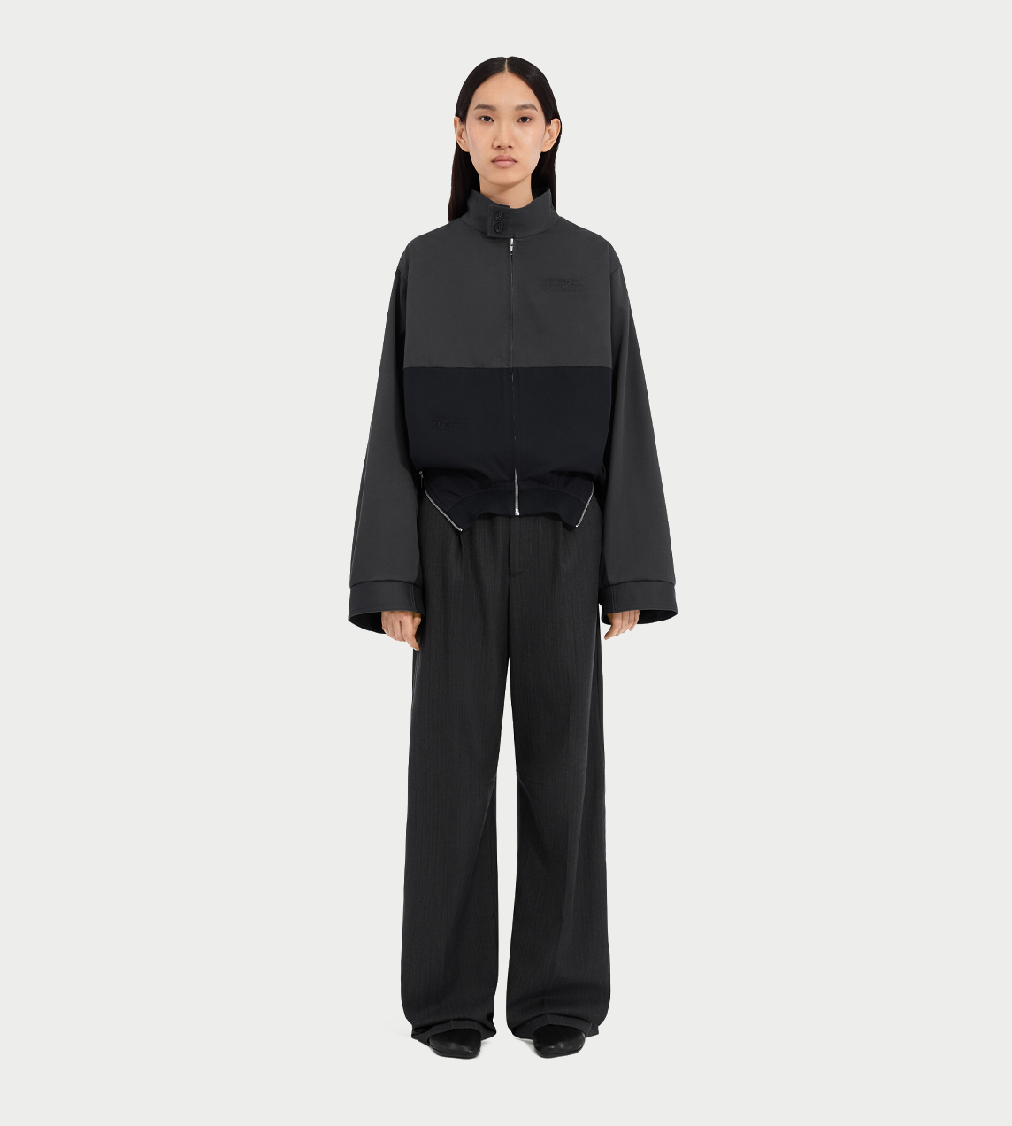 MM6 MAISON MARGIELA - Mirrored Two-tone Zip Jacket Anthracite