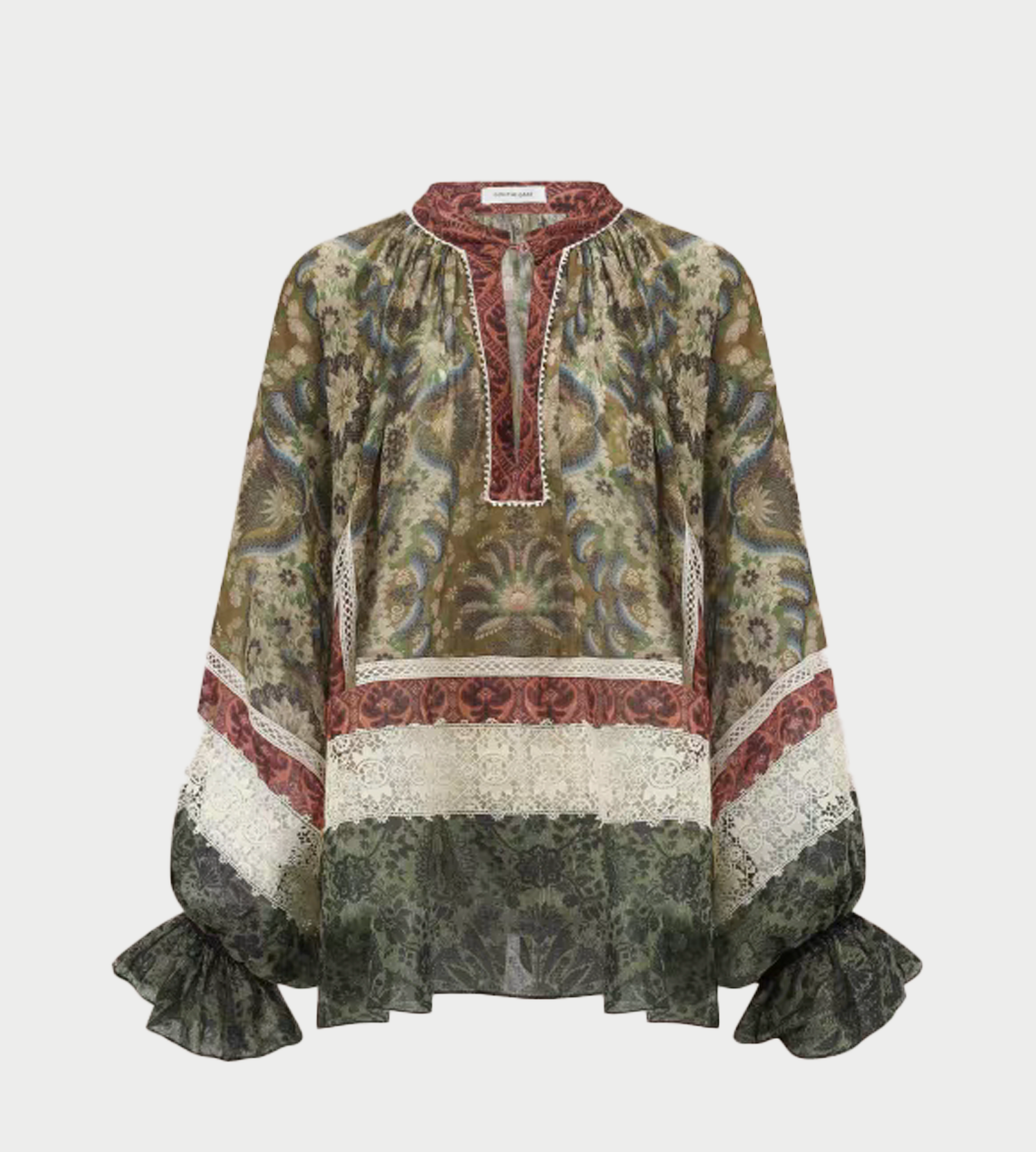 INTO THE EAST - Square Wallpaper Lace Bubble Sleeve Top