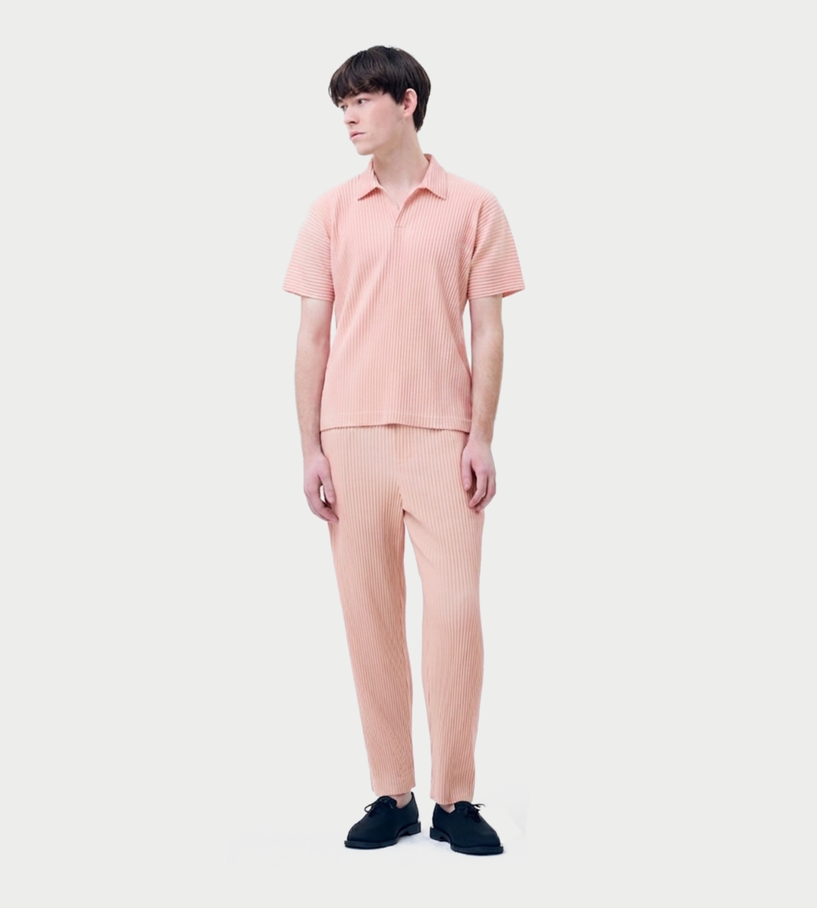 Color Pleated Polo Wine Red