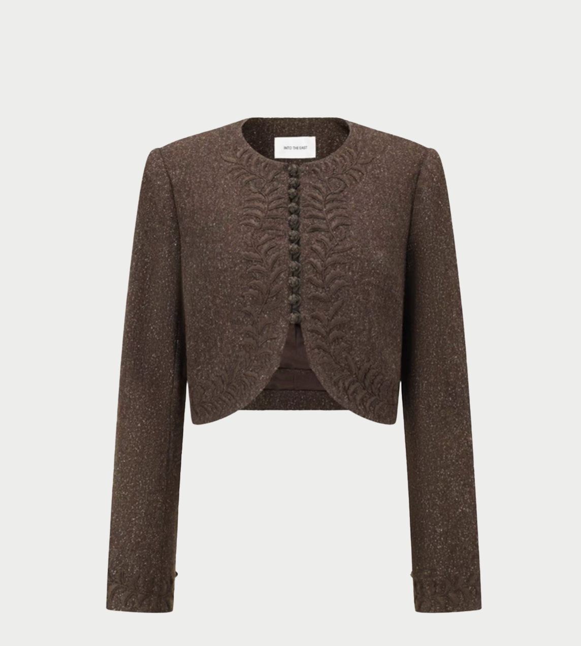 INTO THE EAST - Tweed Embroidered Crop Jacket Brown