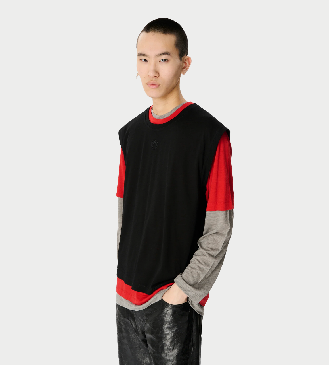 MARINE SERRE - Merino Jersey 3 Tee Set Blk