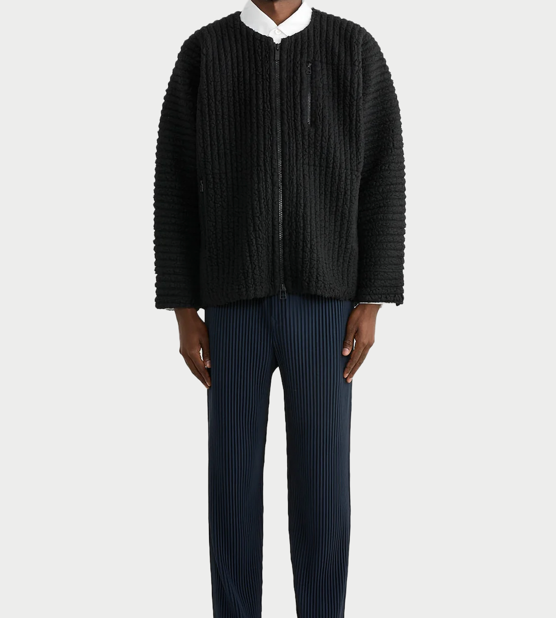 HOMME PLISSE ISSEY MIYAKE - Pleated Teddy Jacket Blk