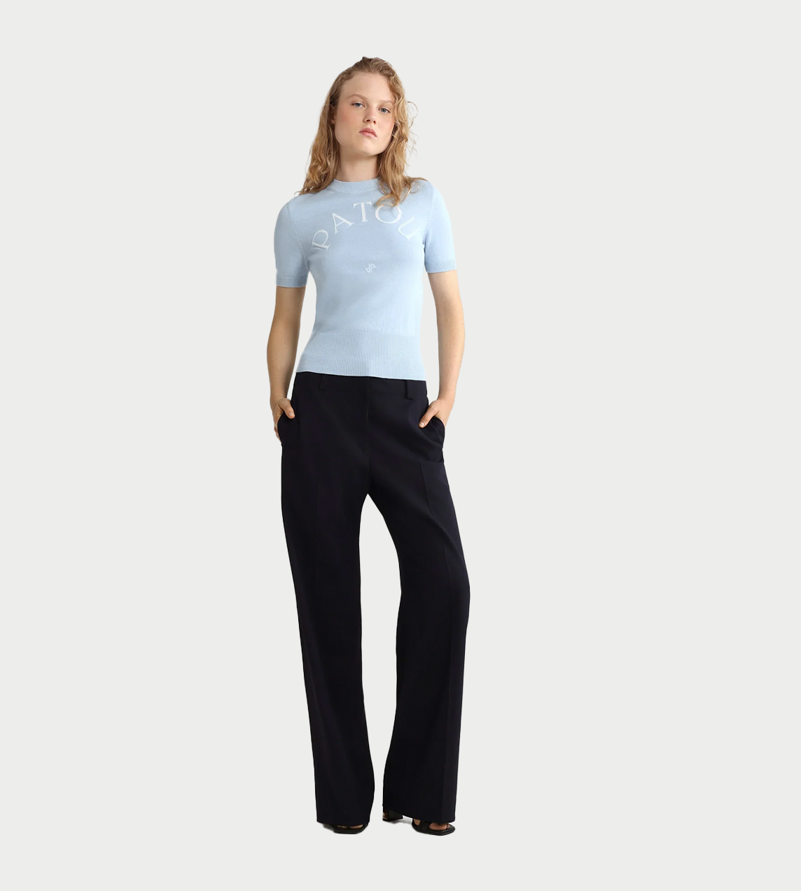 PATOU - Jacquard Short-sleeve Jumper Blue