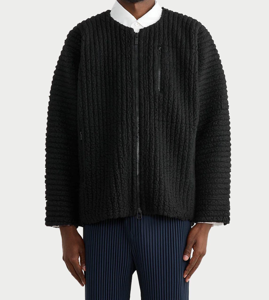 HOMME PLISSE ISSEY MIYAKE - Pleated Teddy Jacket Blk