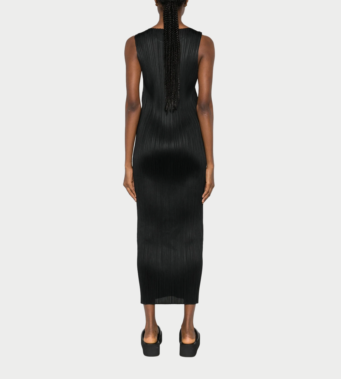 Basic Pleated Sleeveless Dress Blk