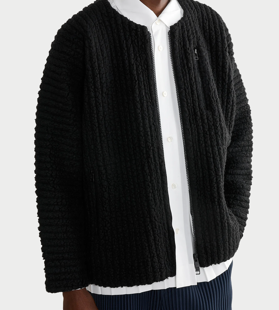 HOMME PLISSE ISSEY MIYAKE - Pleated Teddy Jacket Blk