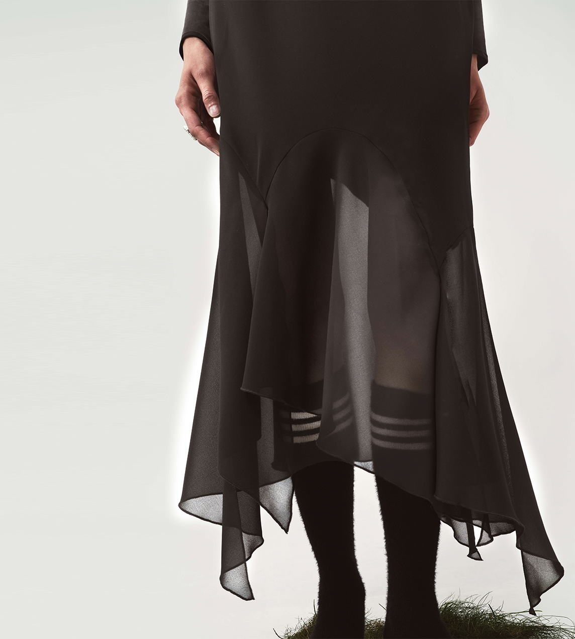 Kajsa Long Draped Skirt Blk