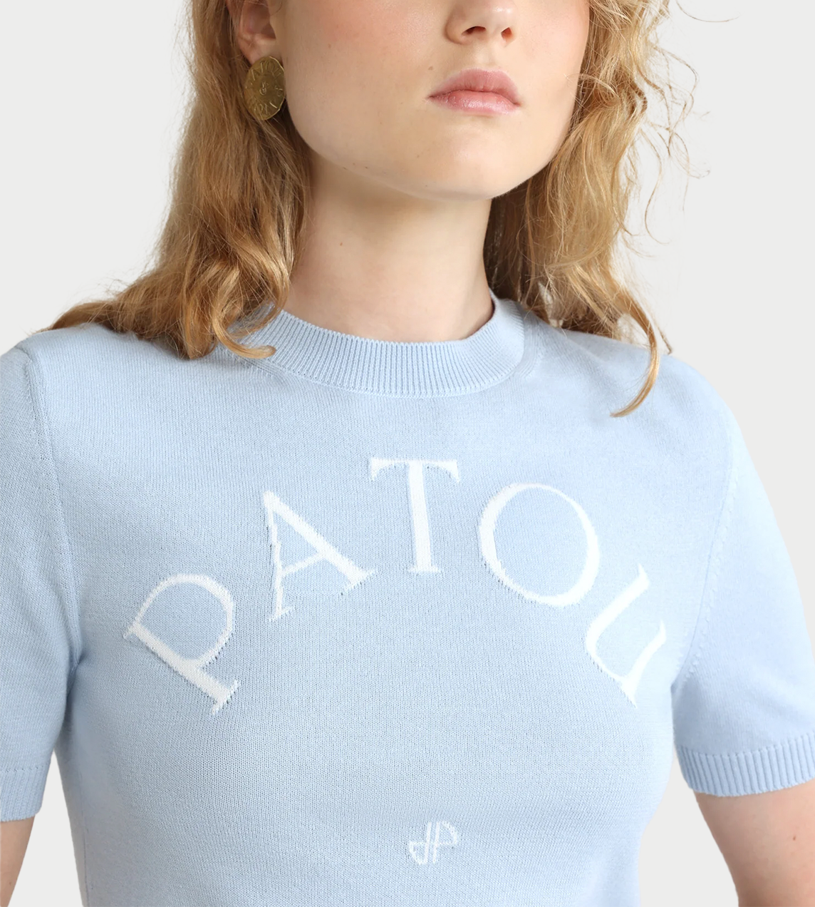 PATOU - Jacquard Short-sleeve Jumper Blue