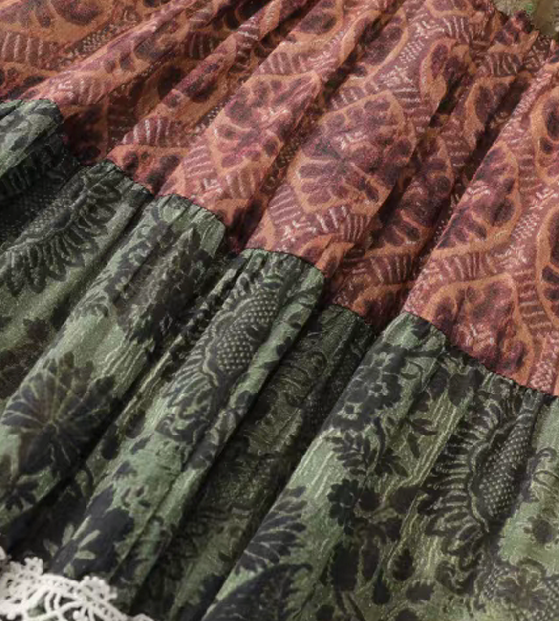 INTO THE EAST - Wallpaper Lace Long Skirt Multi