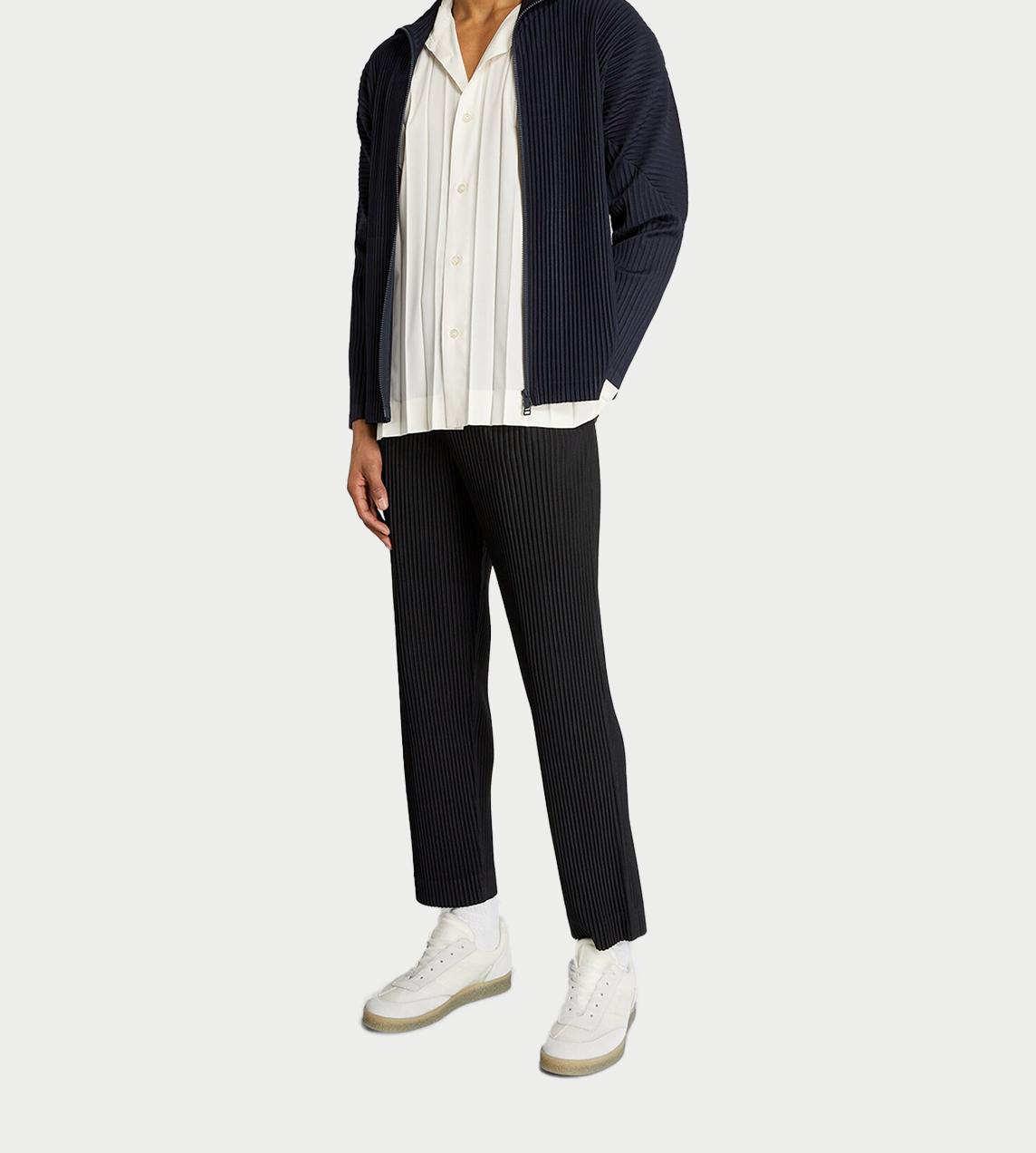HOMME PLISSE ISSEY MIYAKE - Basic Pleated Zip-up Jacket Navy