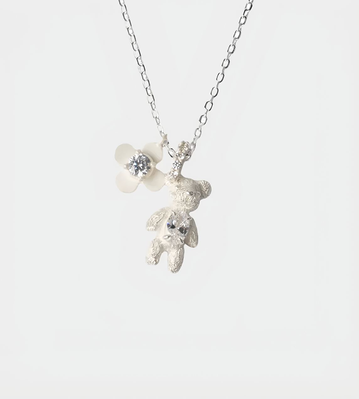 YVMIN - Carved Metal Mini Bear Pendant White