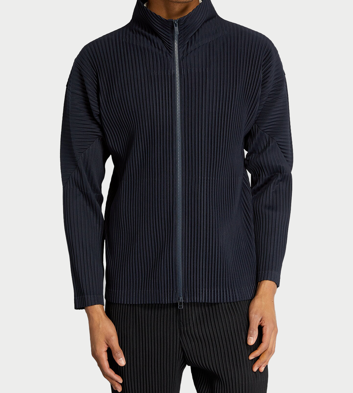 HOMME PLISSE ISSEY MIYAKE - Basic Pleated Zip-up Jacket Navy
