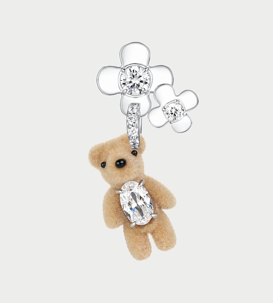 YVMIN - Mini Flocked Bear Flowers Earring