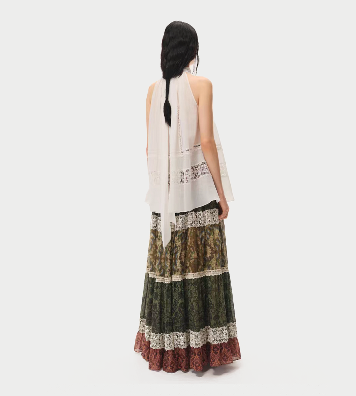 INTO THE EAST - Wallpaper Lace Long Skirt Multi