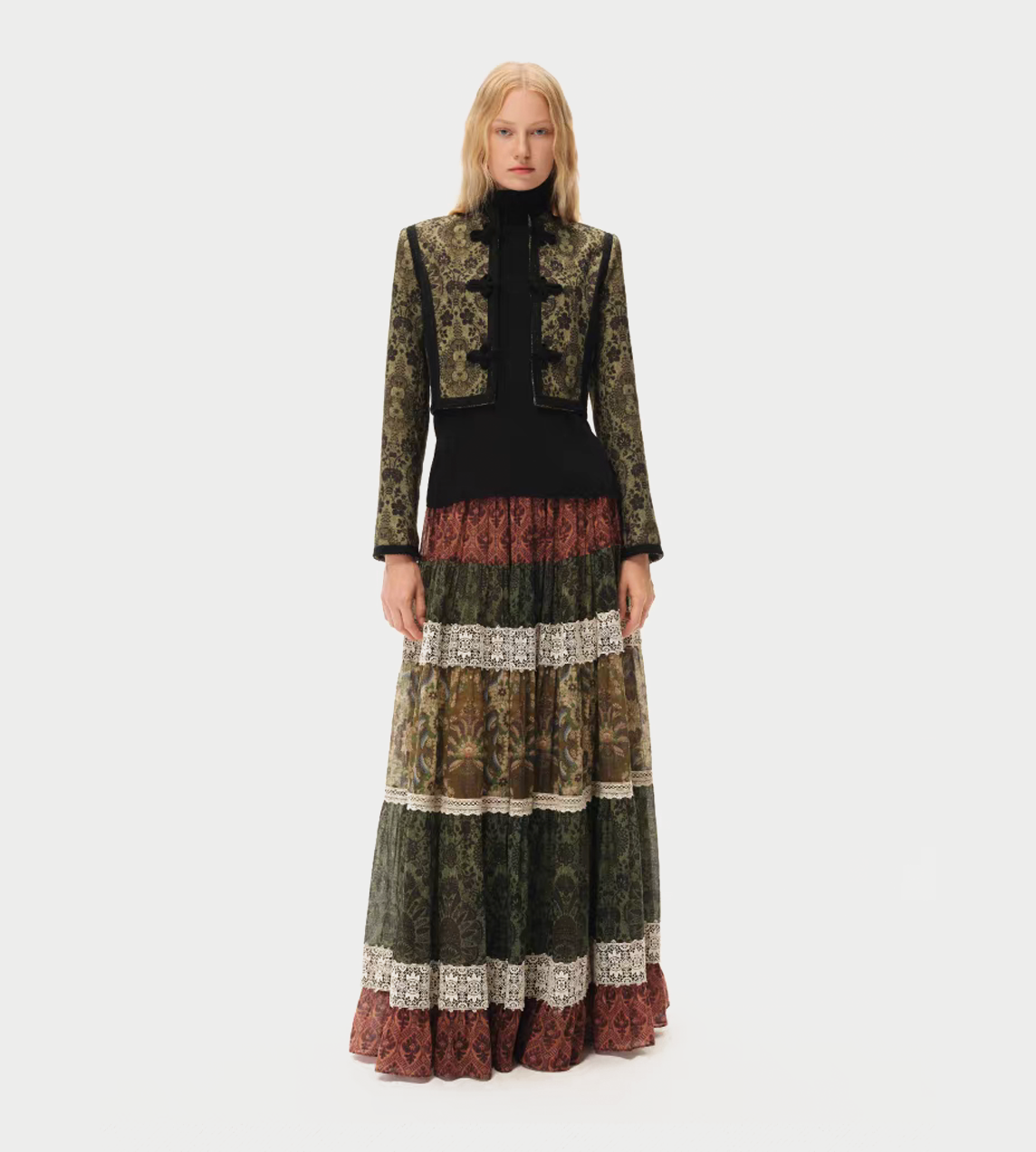 INTO THE EAST - Wallpaper Lace Long Skirt Multi