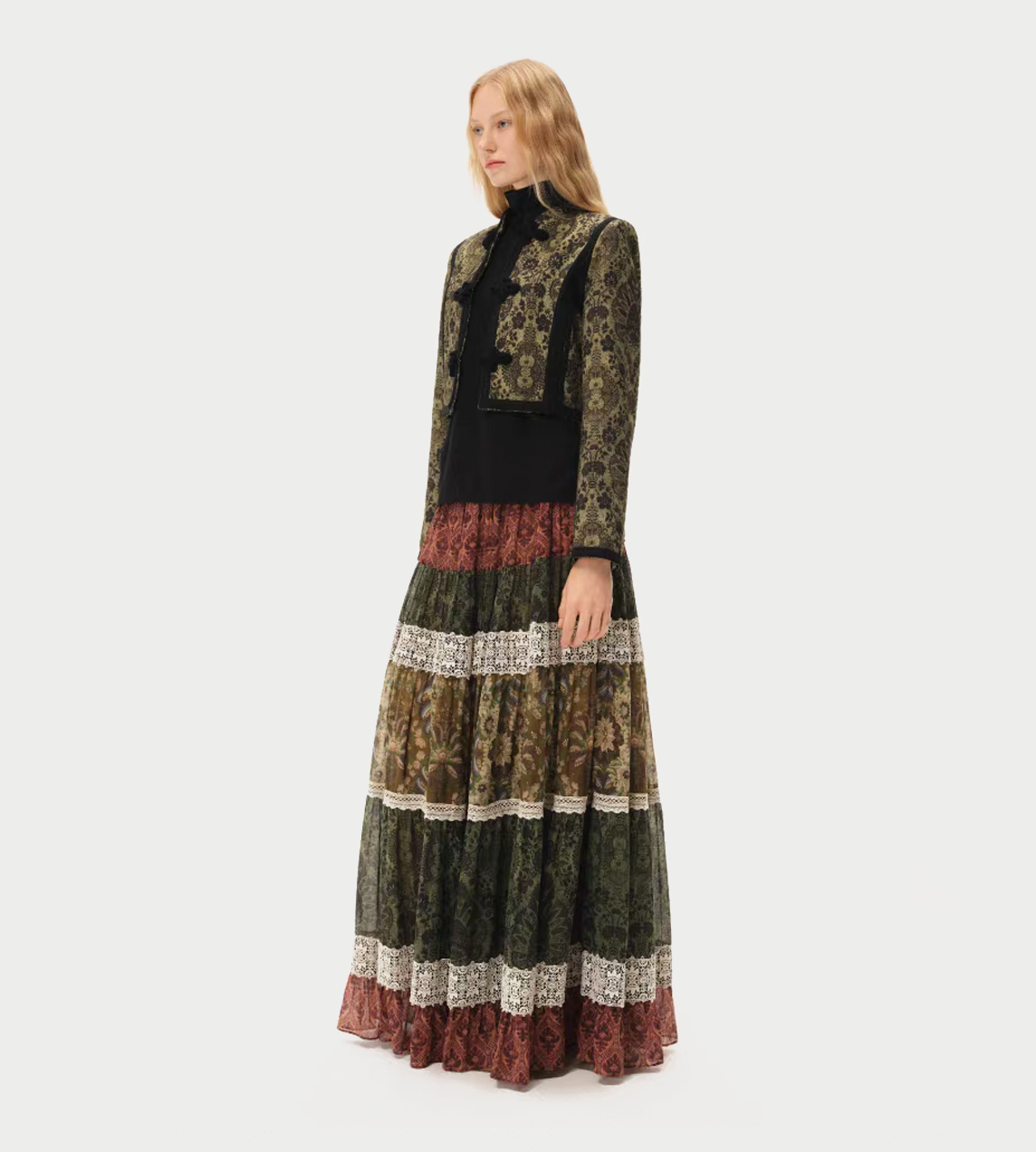 INTO THE EAST - Wallpaper Lace Long Skirt Multi