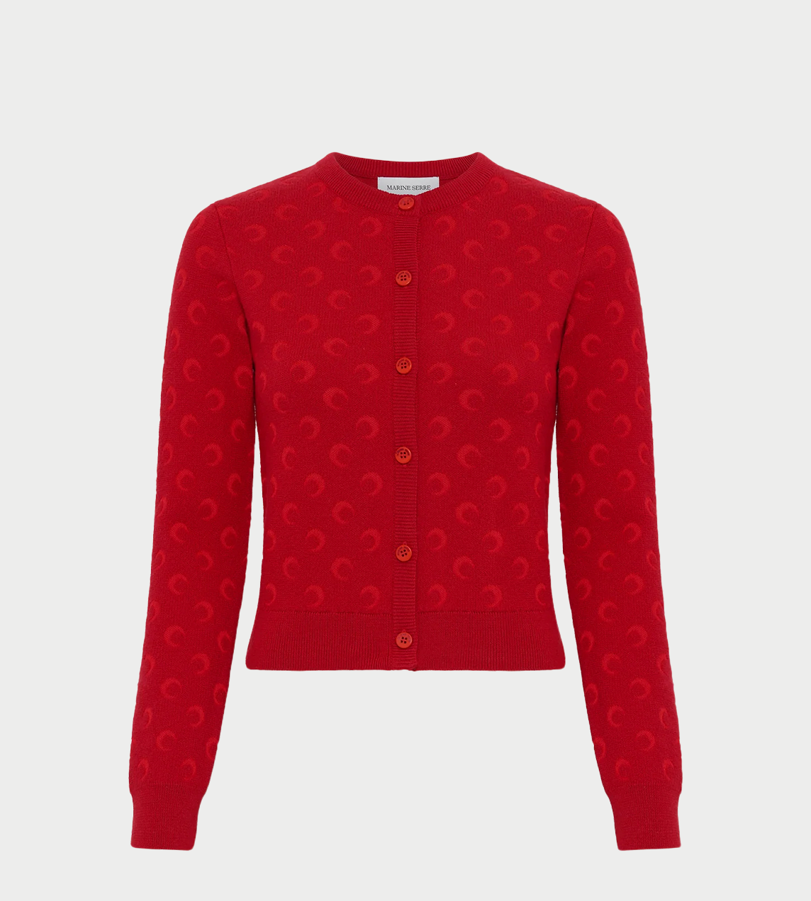 MARINE SERRE - Moon Jacquard Fitted Cardigan Red