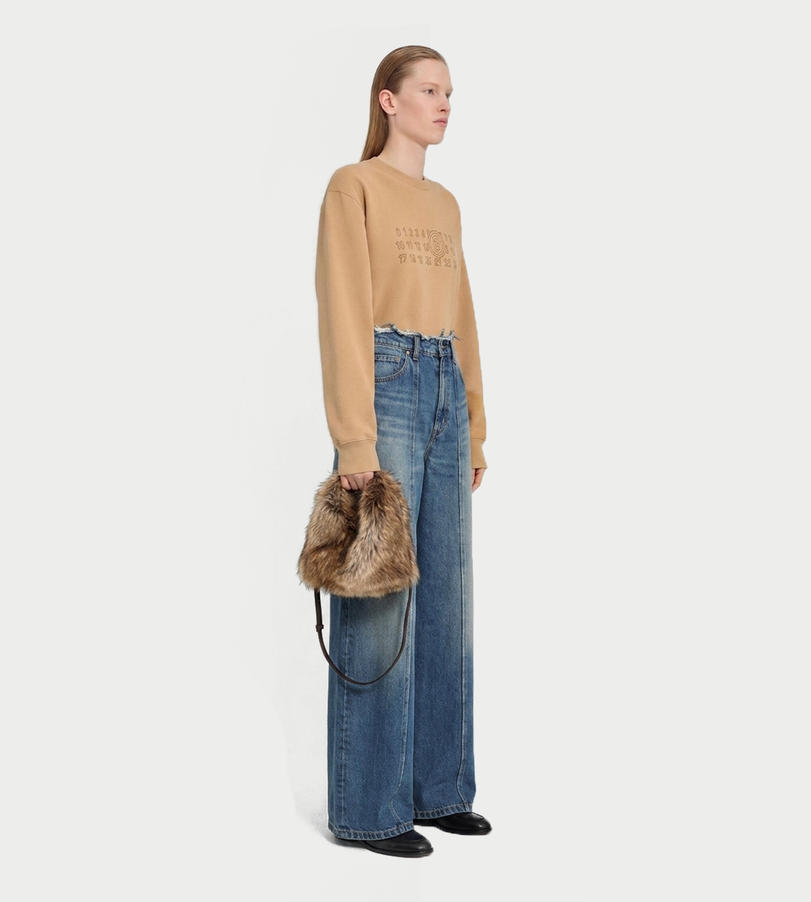 5 Pockets Wide-leg Jeans Blue