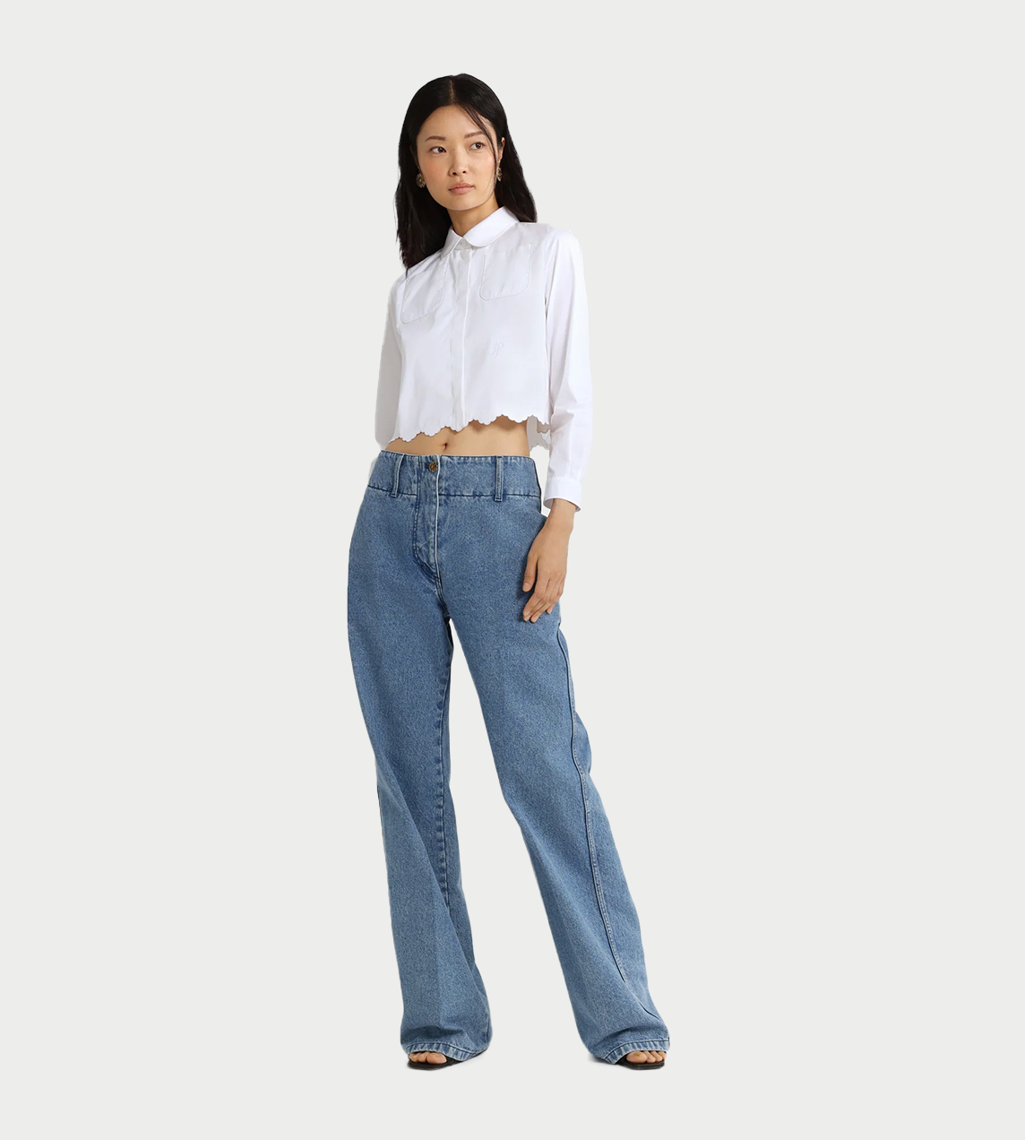 PATOU - Embroidered Cropped Shirt White