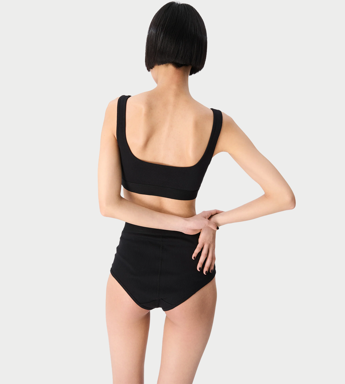 MARINE SERRE - Moon Logo Stretch Sports Bra Blk
