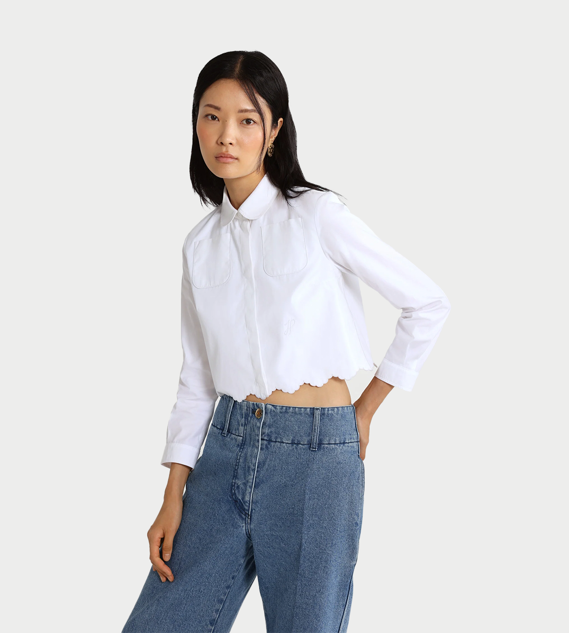 PATOU - Embroidered Cropped Shirt White