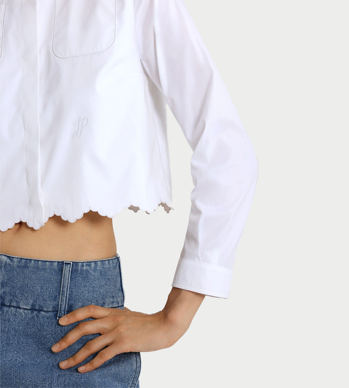 PATOU - Embroidered Cropped Shirt White
