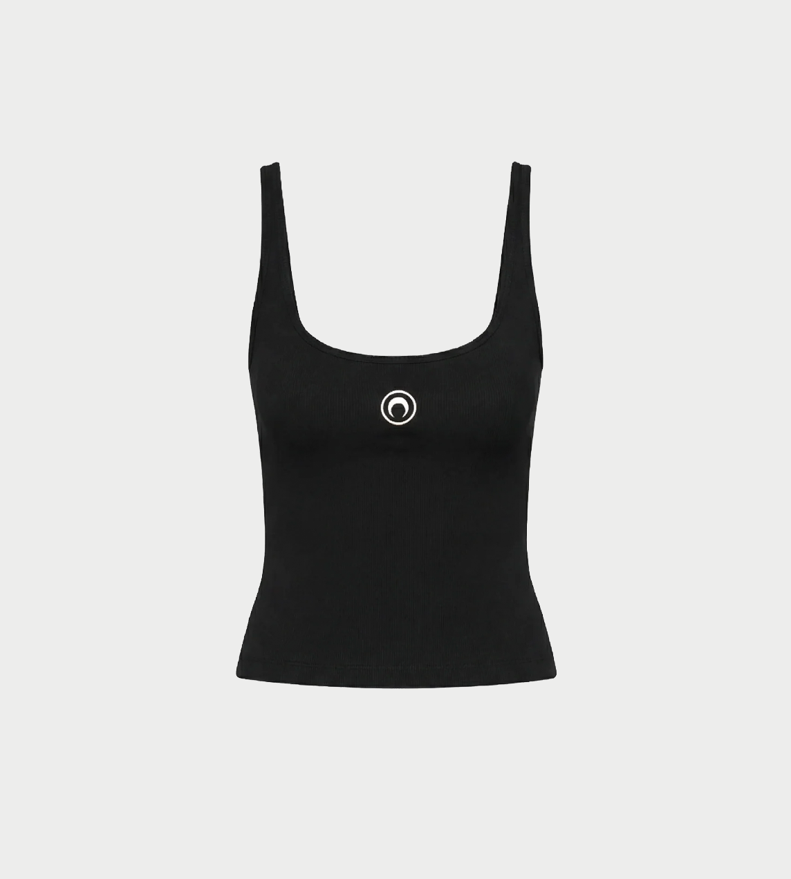 MARINE SERRE - Moon Logo Ribbed Jersey Cropped Tank Top Blk